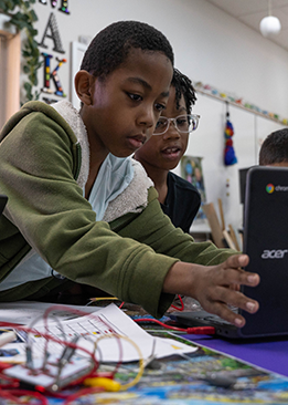 Students working on a funded classroom STEM project